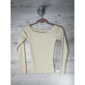 Gap Sweater Womens Small Beige Boat Neck Ribbed Knit Pullover Long Sleeve Soft